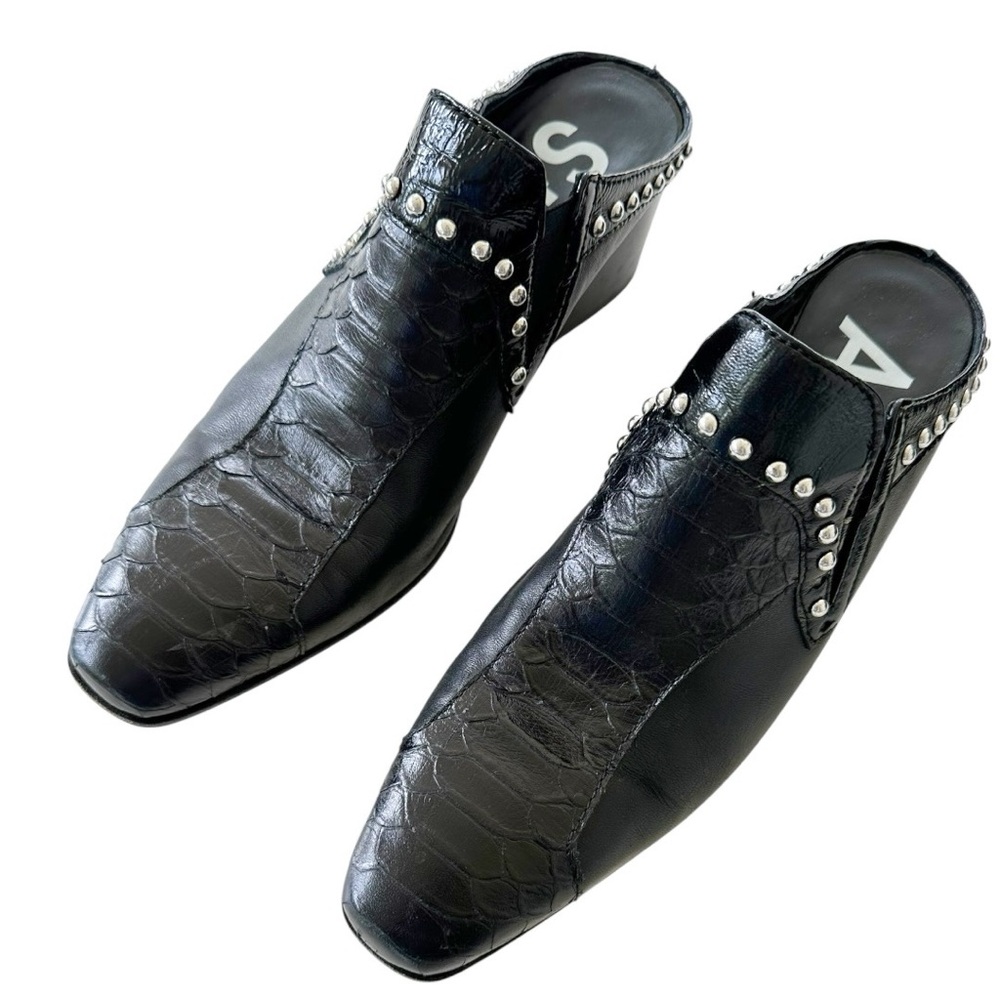 Acne Studios • Karmir Studded Croc-effect Leather Mules In Black - Picture 5 of 14